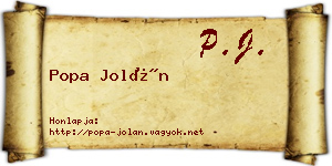 Popa Jolán névjegykártya